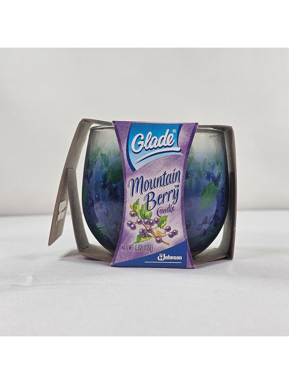 Glade Mountain Berry Scented Candle 4 oz Jar Blue Purple Vintage SC Discontinued